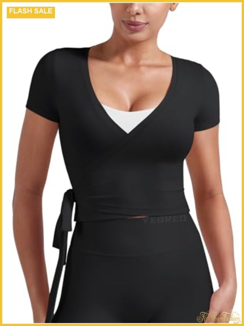 Pilates Wrap Top Short Sleeve Ballet Shirt 80% Nylon 20% Spandex